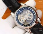 Buy Replica Patek Philippe Skeleton Watches SS Black Leather Band